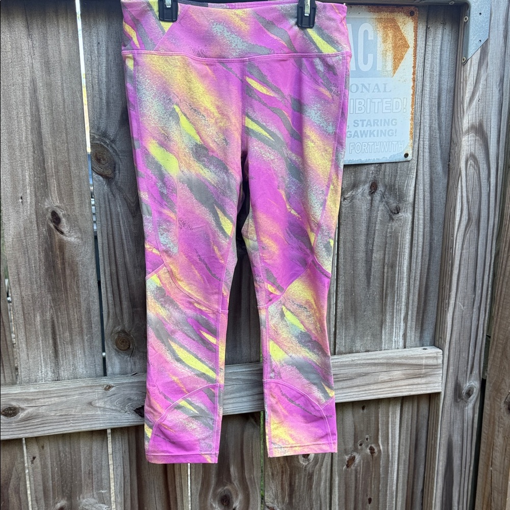 Vibrant Pink and Yellow cropped Leggings